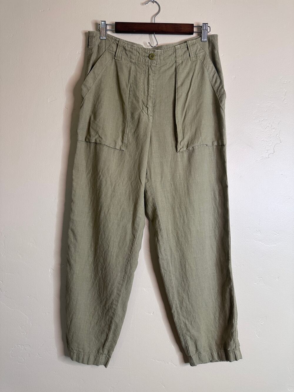 J.Crew Light Green Linen Straight Leg Trouser Pants 8